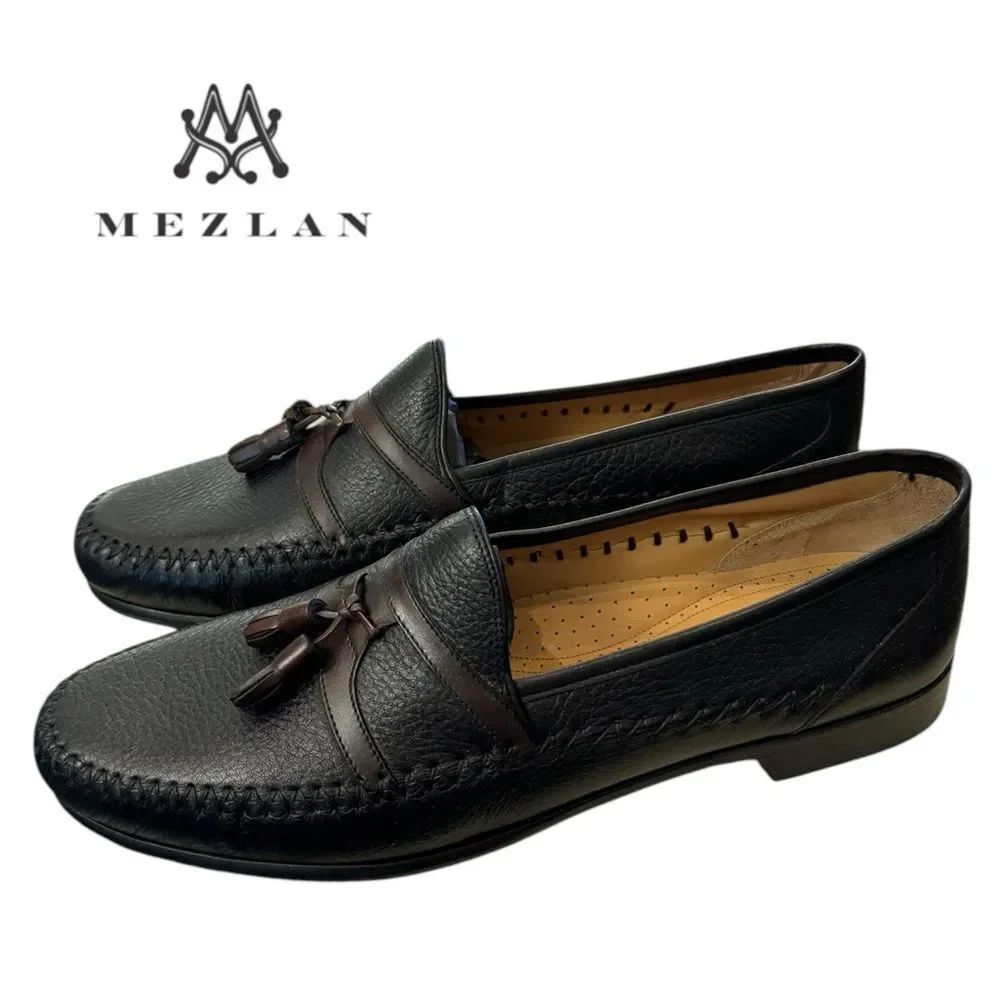 New Mezlan Sierra Black Brown Men's Leather Slip-on Loafers 13 13M